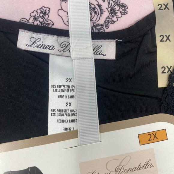 Linea Donatella Womens 2 Piece Pajama Set Black Pink Short Sleeve Crop Pants 2X - Picture 3 of 6